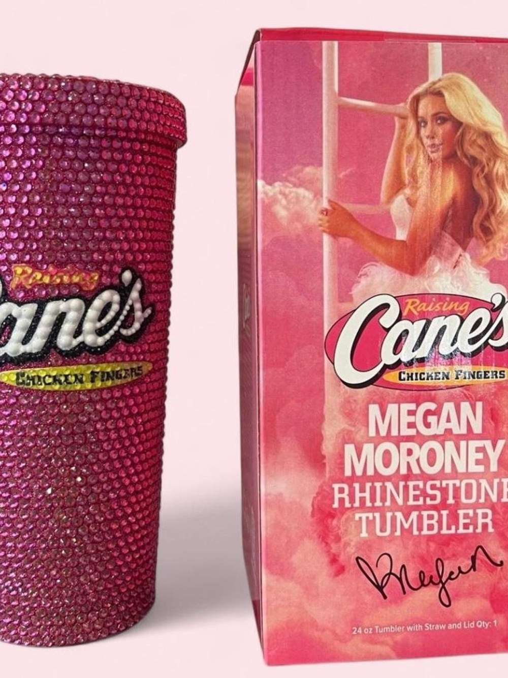 Megan Moroney Raising Canes Pink Rhinestone Tumbler